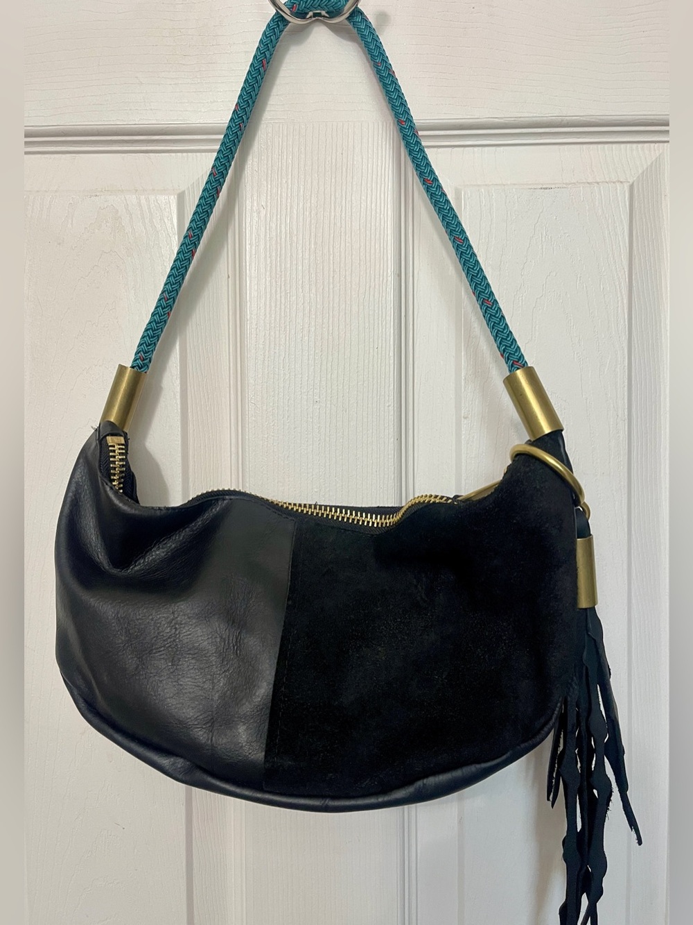 Wildwood Oyster Sling with Seaweed Tassel Black Leather & Suede + Dustbag - Picture 12 of 15